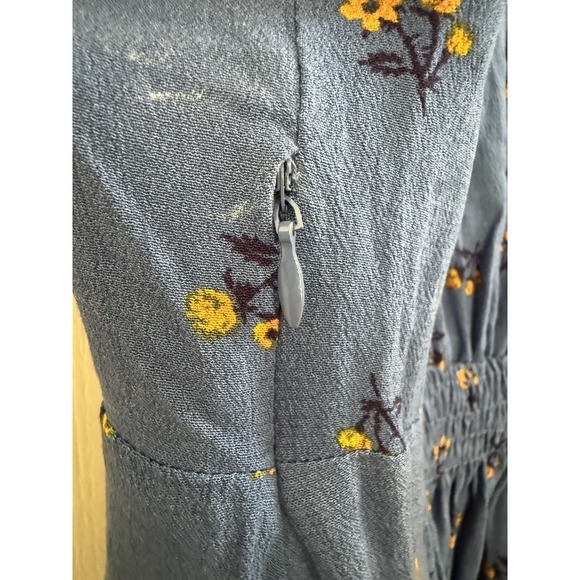 FREE PEOPLE Everyone's Favorite Mini Dress Blue Floral Feminine Boho M With Tote - Picture 9 of 12
